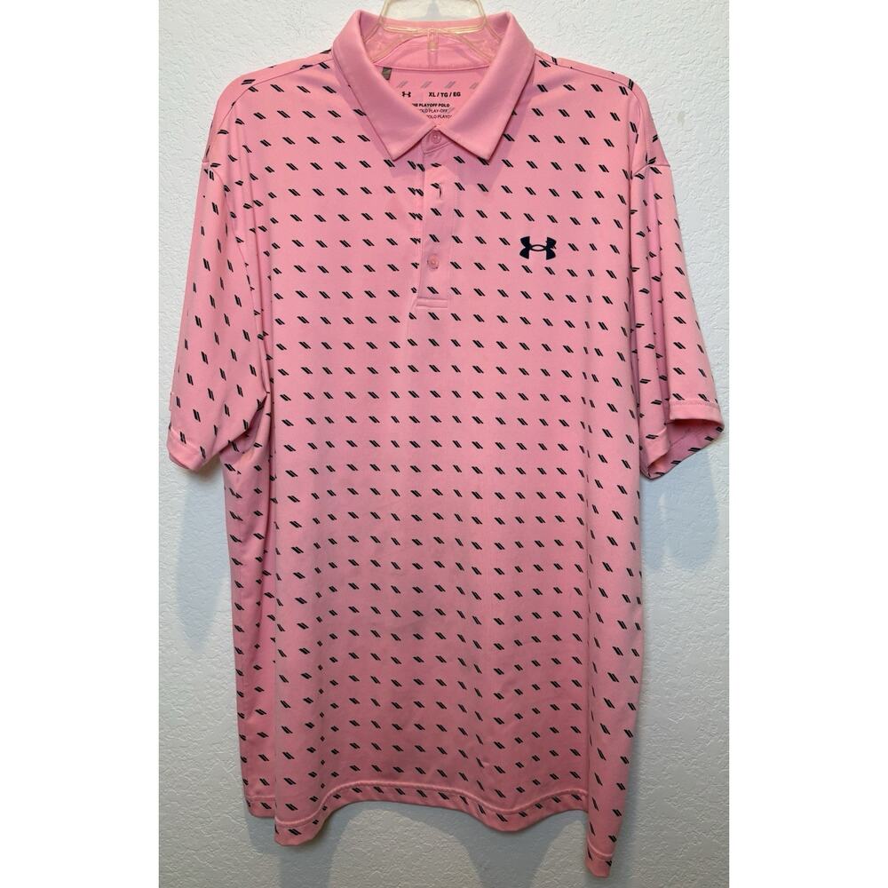 Under Armour Playoff Pink and Blue Short Sleeve Polo Size XL